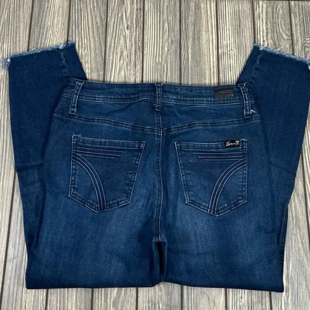 Seven7 Jeans‎ High Rise Ankle Skinny MY1450 Women Sz 8 Cropped Dark Wash